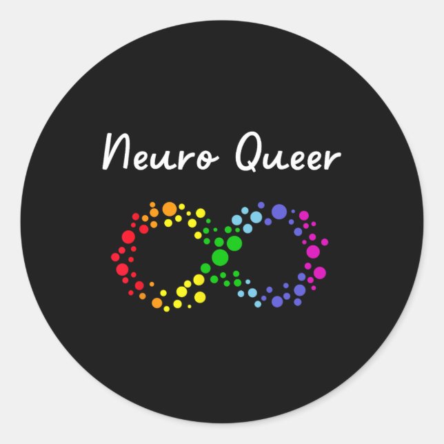 Adesivo Redondo Neuro Queer! Orgulho gay Lgbtq! Neurodiversos Auti (Frente)