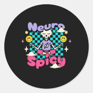 Adesivo Redondo Neuro Spicy Adhd Autismo Sensibilização Retro Groo