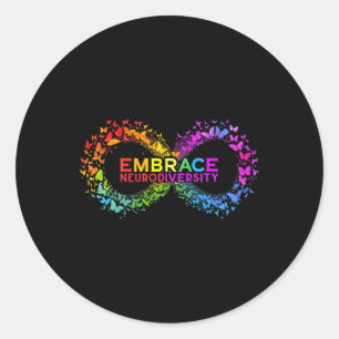 Adesivo Redondo NeuroDiversidade Abraça Autismo Adhd Borboleta Asd
