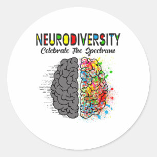 Adesivo Redondo Neurodiversidade Celebra Autismo Do Cérebro Do Esp