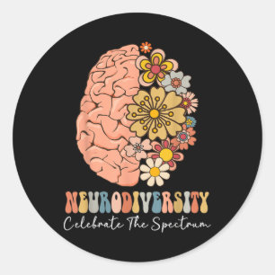 Adesivo Redondo Neurodiversidade Celebra Autismo Do Cérebro Do Esp