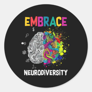 Adesivo Redondo Neurodiversidade Celebra Autismo Do Cérebro Do Esp