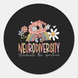 Adesivo Redondo Neurodiversidade Celebra Autismo Do Cérebro Do Esp