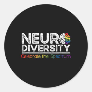 Adesivo Redondo Neurodiversidade Celebre Saúde Mental Adhd Autismo