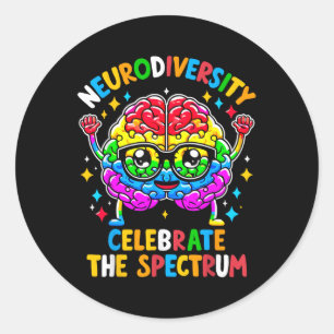 Adesivo Redondo Neurodiversidade Cérebro Autismo Sensibilização