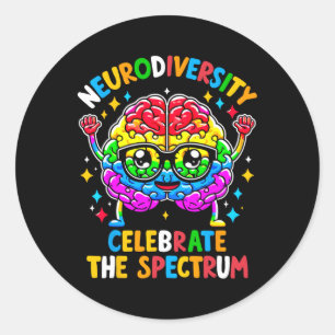 Adesivo Redondo Neurodiversidade Cérebro Autismo Sensibilização