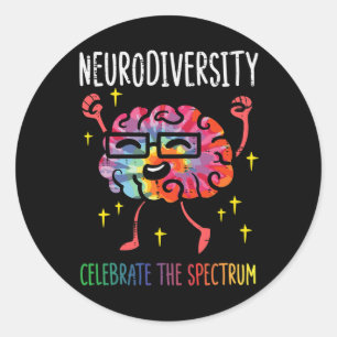 Adesivo Redondo Neurodiversidade Cérebro Autismo Sensibilização e