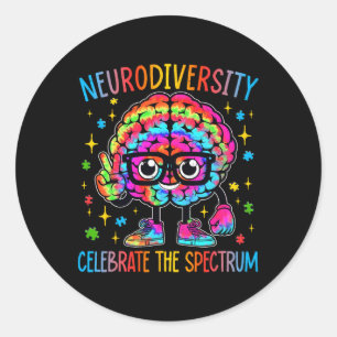 Adesivo Redondo Neurodiversidade Cérebro Autismo Sensibilização e