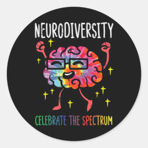 Adesivo Redondo Neurodiversidade Cérebro Autismo Sensibilização e