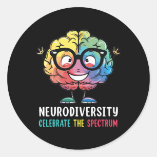 Adesivo Redondo Neurodiversidade Cérebro Autismo Sensibilização e