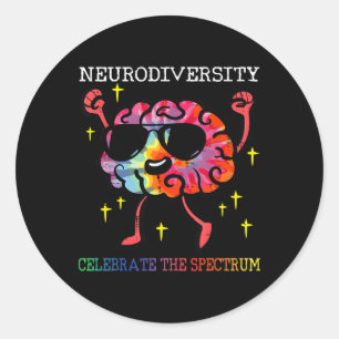 Adesivo Redondo Neurodiversidade Cérebro Autismo Sensibilização e