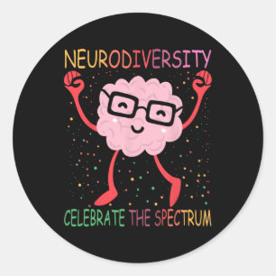 Adesivo Redondo Neurodiversidade Cérebro Autismo Sensibilização e