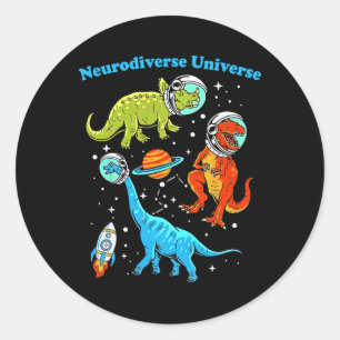 Adesivo Redondo Neurodiversificado Espaço dos Dinossauros Universo