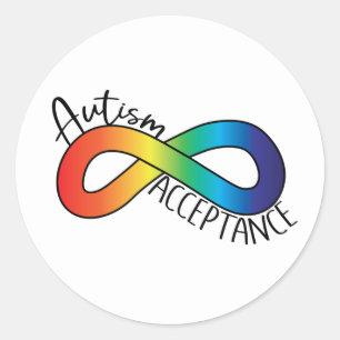 Adesivo Redondo Neurodiversity Autismo Aceitação Arco-Íris Bot