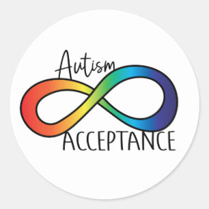 Adesivo Redondo Neurodiversity Autismo Aceitação Arco-Íris Bot