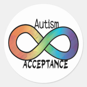 Adesivo Redondo Neurodiversity Autismo Aceitação Arco-Íris Bot