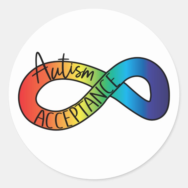 Adesivo Redondo Neurodiversity Autismo Aceitação Arco-Íris Botão (Frente)