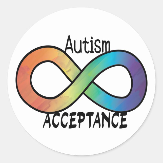 Adesivo Redondo Neurodiversity Autismo Aceitação Arco-Íris Botão (Frente)