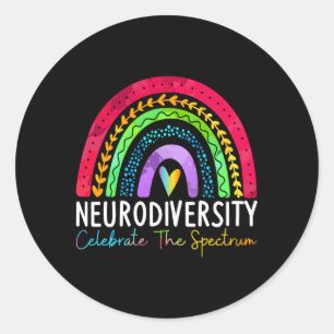 Adesivo Redondo Neurodiversity Autismo Espectro Asd Adhd Arco-Íris
