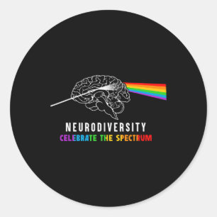 Adesivo Redondo Neurodiversity Autismo Espectro Cérebro Asd Chuva 
