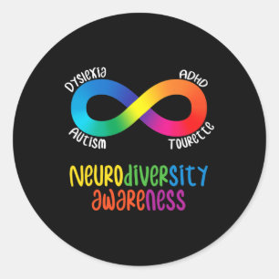 Adesivo Redondo Neurodiversity Awarding Adutism Dyslexia Tour