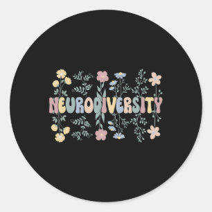 Adesivo Redondo Neurodiversity Flowers Autism Neurodivergente 1