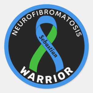 Adesivo Redondo Neurofibromatos Warrior Ribbon Black Round Sticker