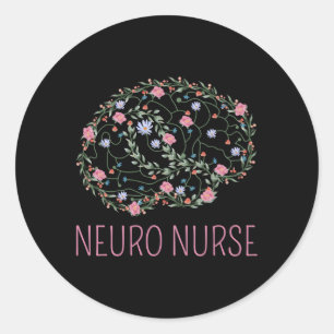 Adesivo Redondo Neurologia Enfermeira Cérebro De Flores
