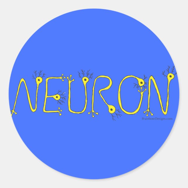 Adesivo Redondo Neuron Sticker - Azul e Amarelo (Frente)