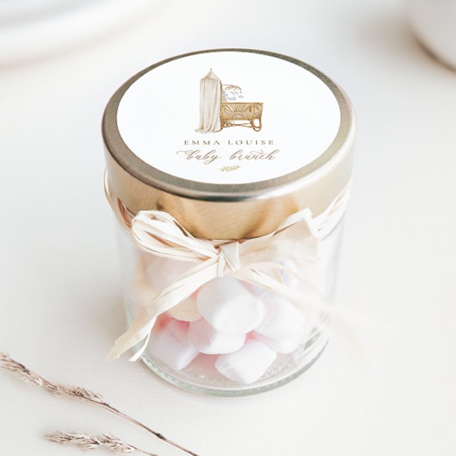 Adesivo Redondo Neutral Boho Baby Brunch (Criador carregado)