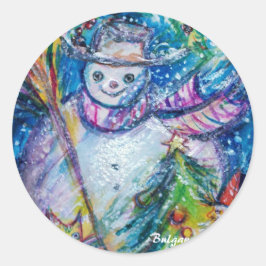 ADESIVO REDONDO NEVE COM ÁRVORE DE NATAL E BRINQUEDOS