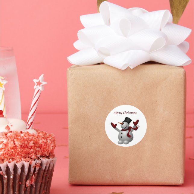 Adesivo Redondo Neve com chapéu e luvas (Festa)