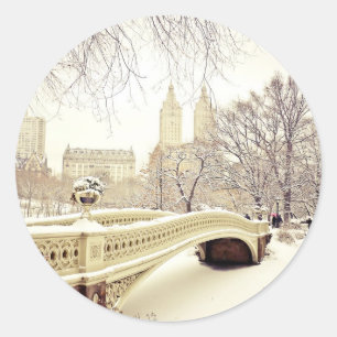 Adesivo Redondo Neve do Central Park - inverno New York