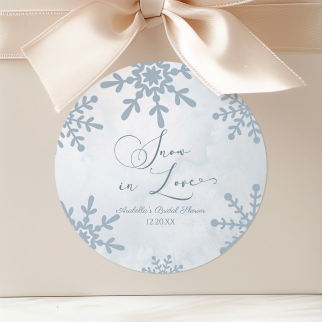 Adesivo Redondo Neve Enamorada Casamento no Inverno Wonderland Chá (Criador carregado)