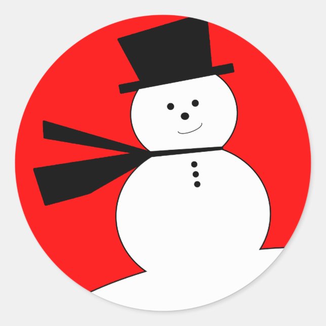 Adesivo Redondo Neve Engraçado de Natal com o Top Hat (Frente)