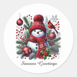 Adesivo Redondo Neve festiva de Natal personalizável
