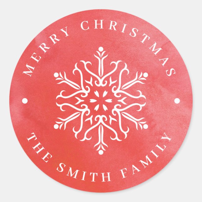 Adesivo Redondo Neve Floco de Neve Vermelho Natal (Frente)