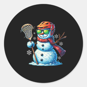 Adesivo Redondo Neve Jogando Lacrosse Funny Lacrosse Player Chr
