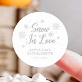 Adesivo Redondo Neve no amor Bela noiva de inverno