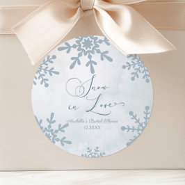 Adesivo Redondo Neve no Amor Casamento de Inverno Encantado