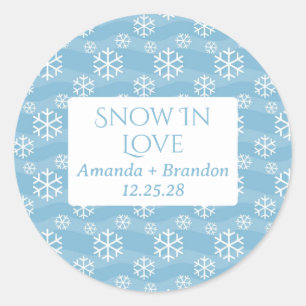 Adesivo Redondo Neve no Amor casamento no inverno azul
