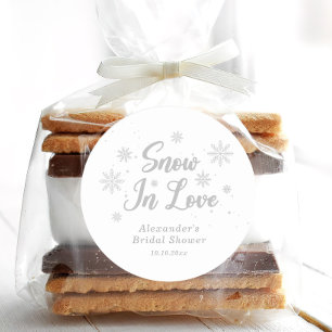 Adesivo Redondo Neve no amor Chuva de Neve Bridal Shower Branco