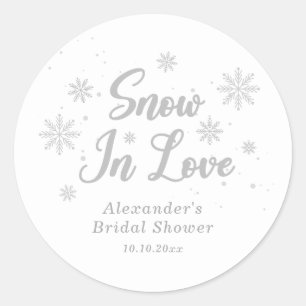 Adesivo Redondo Neve no amor Chuva de Neve no Casamento de Inverno