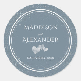 Adesivo Redondo Neve Quente, Casamento Azul e Branco