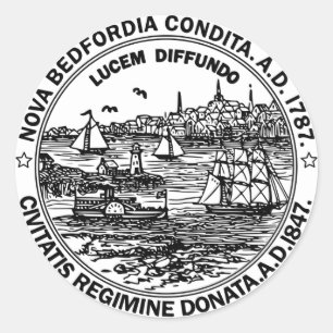 Adesivo Redondo New Bedford Massachusetts Seal Round Sticker