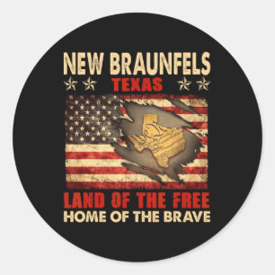 Adesivo Redondo New Braunfels Texas Usa Flag 4 De Julho