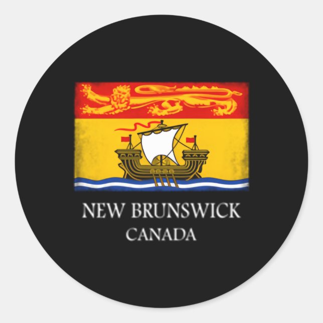 Adesivo Redondo New Brunswick Canada Provincial Flag Canada Day (Frente)