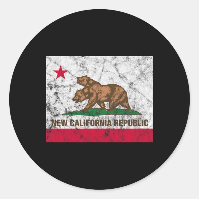 Adesivo Redondo New California Republic Ncr State Distressed Flag  (Frente)