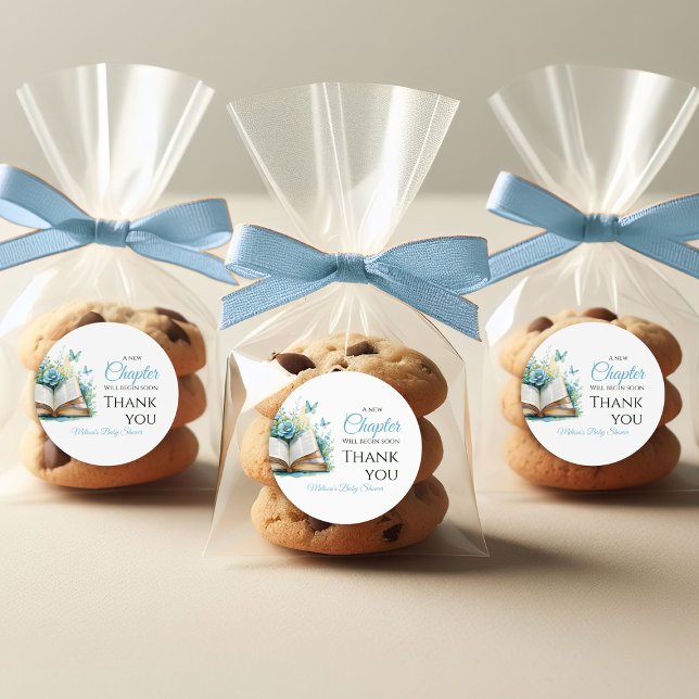 Adesivo Redondo New Chapter Boy Blue Brunch StoryBook Baby Shower (Criador carregado)