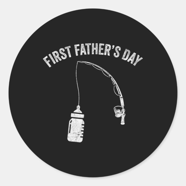 Adesivo Redondo New Dad Fisherman, First Fathers Day Fishing Dad  (Frente)